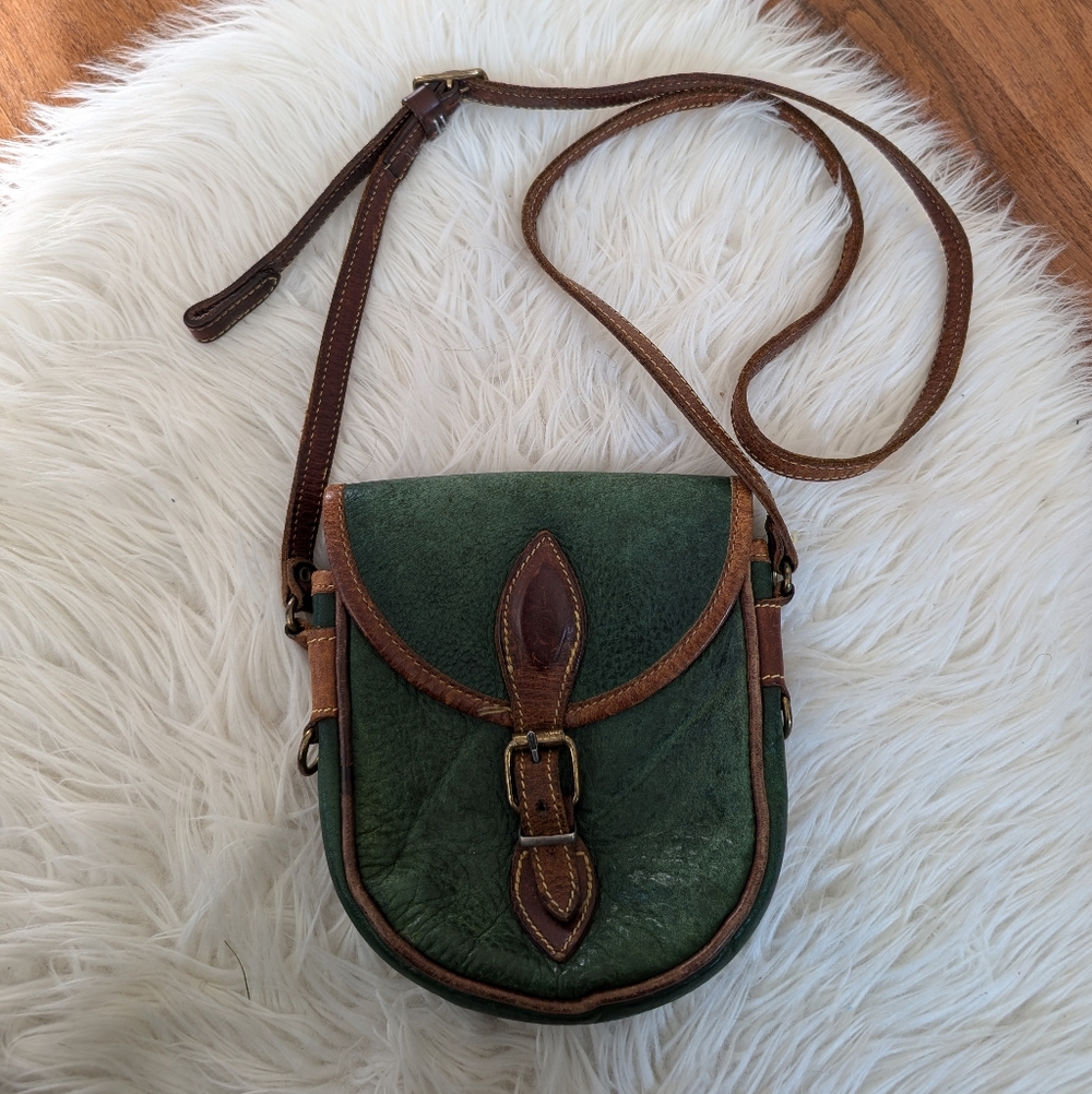 Vintage Roots Leather Bag Green + Brown